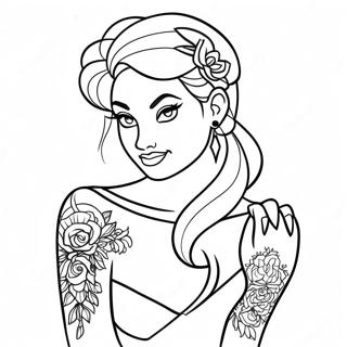 Rebellious Disney Princess With Tattoos Coloring Page 29944-23986