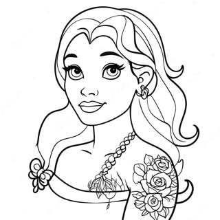 Rebellious Disney Princess With Tattoos Coloring Page 29944-23987