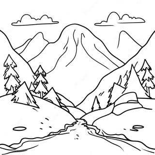 Snowy Mountain Scene Coloring Page 29954-23993