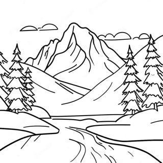 Snowy Mountain Scene Coloring Page 29954-23996