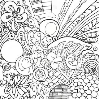 80s Retro Colorful Patterns Coloring Page 2996-2434