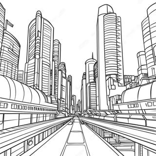 Cyberpunk Cityscape Coloring Page 30013-24038