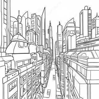 Cyberpunk Cityscape Coloring Page 30013-24039