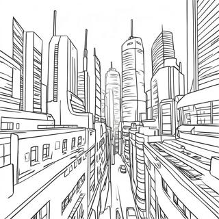 Cyberpunk Cityscape Coloring Page 30013-24040