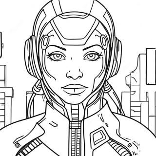 Futuristic Cyberpunk Character Coloring Page 30014-24041