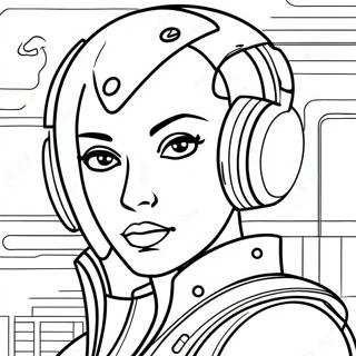 Futuristic Cyberpunk Character Coloring Page 30014-24042