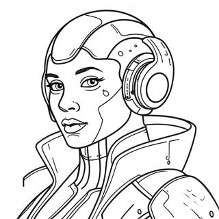 Futuristic Cyberpunk Character Coloring Page 30014-24043