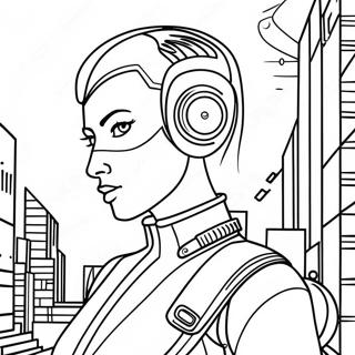 Futuristic Cyberpunk Character Coloring Page 30014-24044