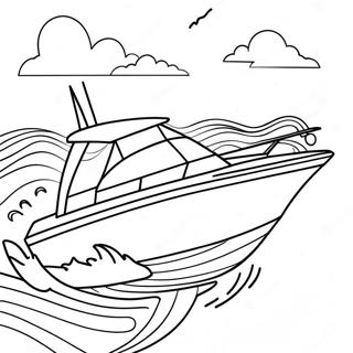 Speed Boat Racing On Waves Coloring Page 30133-24133