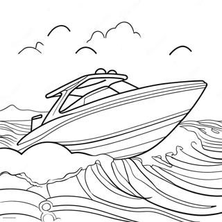 Speed Boat Racing On Waves Coloring Page 30133-24134