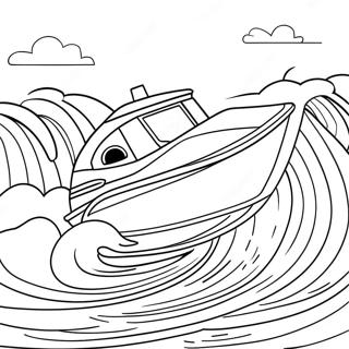 Speed Boat Racing On Waves Coloring Page 30133-24136