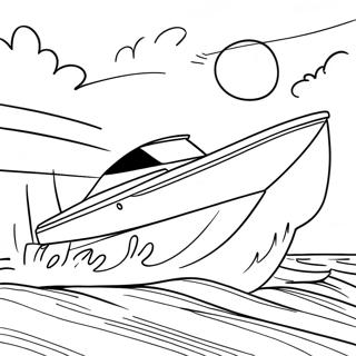 Colorful Speed Boat With Sunsets Coloring Page 30134-24140