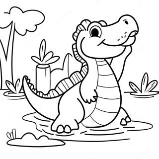 Happy Montgomery Gator Playing In The Water Coloring Page 30164-24168