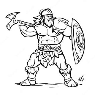 Barbarian Warrior In Battle Coloring Page 30254-24235