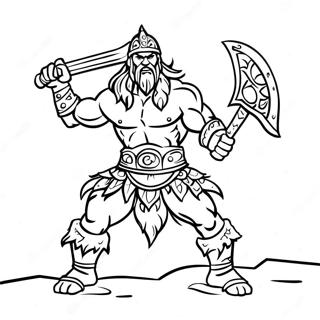 Barbarian Warrior In Battle Coloring Page 30254-24236