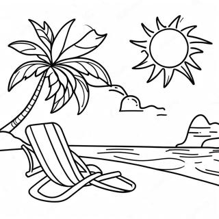 Tropical Beach Scene Coloring Page 3046-2470