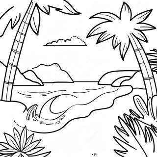 Tropical Beach Scene Coloring Page 3046-2472