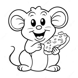 Cheerful Mouse With Cookie Coloring Page 3057-2485