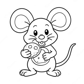 Cheerful Mouse With Cookie Coloring Page 3057-2487