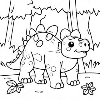 Cute Ankylosaurus In A Forest Coloring Page 30604-24513