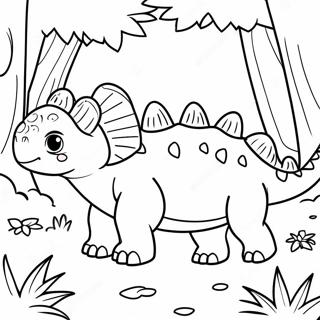 Cute Ankylosaurus In A Forest Coloring Page 30604-24514