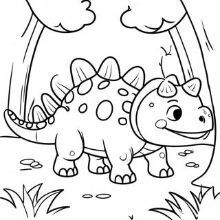 Cute Ankylosaurus In A Forest Coloring Page 30604-24516