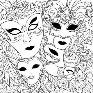 Elegant Masquerade Masks Coloring Page 30684-24578