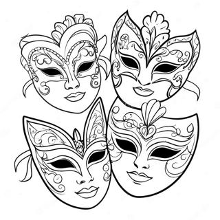 Elegant Masquerade Masks Coloring Page 30684-24579