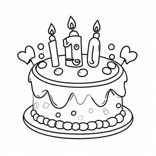 Happy 10th Birthday Cake Coloring Page 30703-24586