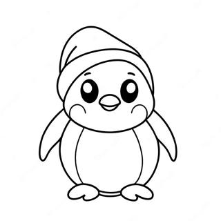 Adorable Penguin In Santa Hat Coloring Page 30734-24617