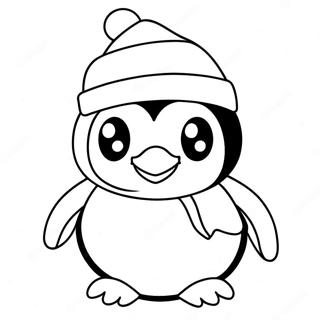 Adorable Penguin In Santa Hat Coloring Page 30734-24619