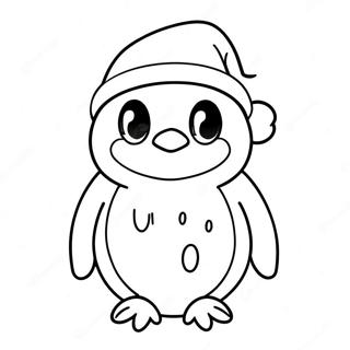 Adorable Penguin In Santa Hat Coloring Page 30734-24620