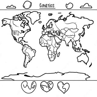 Colorful Continents Map Coloring Page 30764-24644