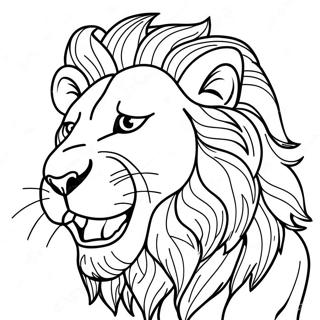 Realistic Lion Roaring Coloring Page 3076-2494