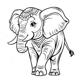 Majestic Elephant Walking Coloring Page 3077-2501