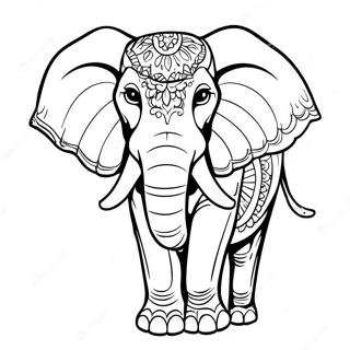 Majestic Elephant Walking Coloring Page 3077-2502