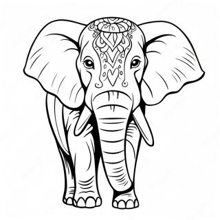 Majestic Elephant Walking Coloring Page 3077-2504