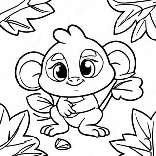 Grookey Playing With Leaves Coloring Page 30884-24746