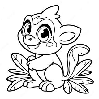 Grookey Playing With Leaves Coloring Page 30884-24747