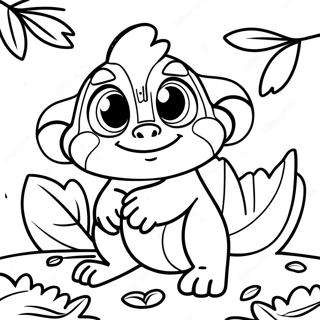 Grookey Playing With Leaves Coloring Page 30884-24748