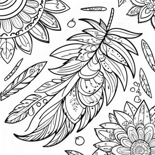 Whimsical Boho Feather Coloring Page 30894-24741