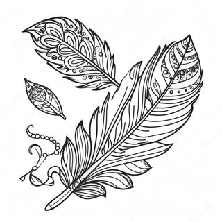 Whimsical Boho Feather Coloring Page 30894-24742