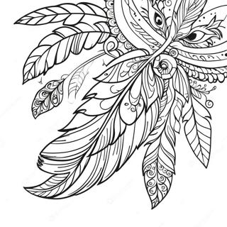 Whimsical Boho Feather Coloring Page 30894-24743