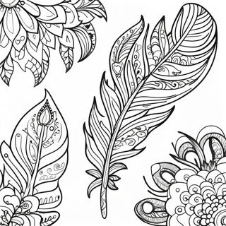 Whimsical Boho Feather Coloring Page 30894-24744