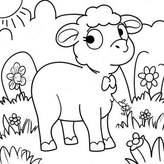 Cute Suzy Sheep In A Meadow Coloring Page 30964-24805