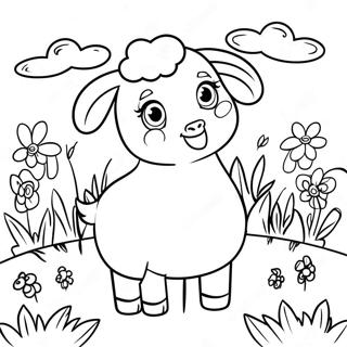 Cute Suzy Sheep In A Meadow Coloring Page 30964-24806