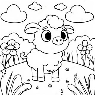 Cute Suzy Sheep In A Meadow Coloring Page 30964-24807