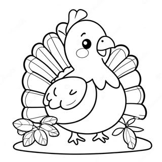 Adorable Thanksgiving Turkey Coloring Page 3097-2518