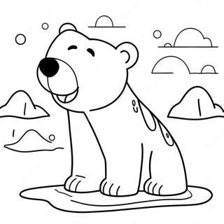 Cute Polar Bear On Melting Ice Coloring Page 31014-24841