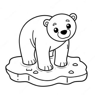 Cute Polar Bear On Melting Ice Coloring Page 31014-24842